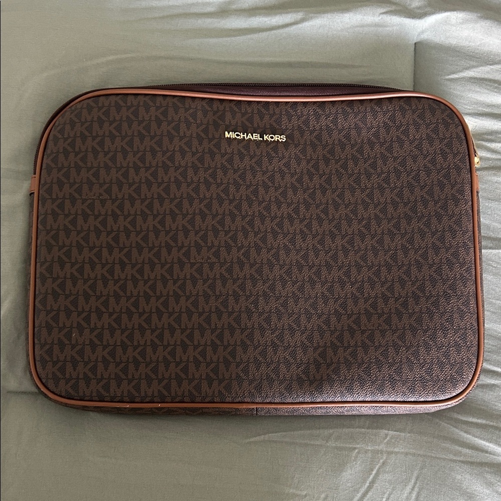 Michael Kors Dark Brown Logo Laptop Bag